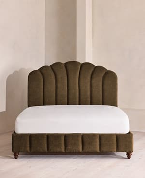 Manette Bed - Double - Linen Chenille - Chocolate - UK - Hover Image
