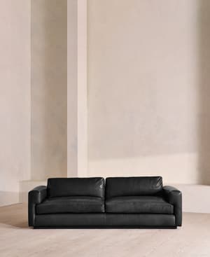 Mossley Three Seater Sofa - Leather - Black - US - Hover Image