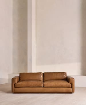 Mossley Three Seater Sofa - Leather - Chestnut - UK - Hover Image