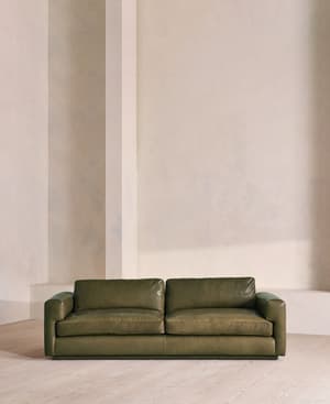 Mossley Three Seater Sofa - Leather - Moss - US - Hover Image