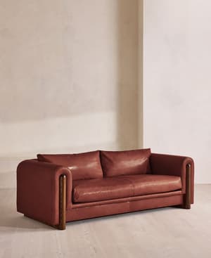 Farrell Three Seater Sofa - Leather - Sangria - UK - Hover Image