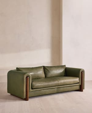 Farrell Three Seater Sofa - Leather - Moss - UK - Hover Image