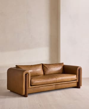 Farrell Three Seater Sofa - Leather - Chestnut - UK - Hover Image