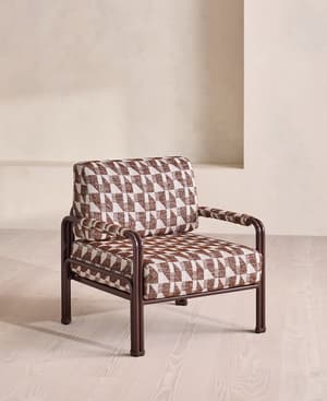 Elias Outdoor Armchair - Geometric - Maroon - US - Hover Image
