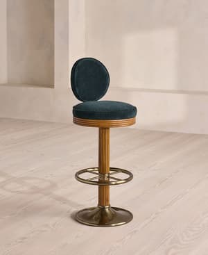 Alma Barstool - Linen Chenille - Deep Teal - US - Hover Image