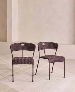 Pair of Lisson Outdoor Dining Chairs - Bordeaux - Hover Image