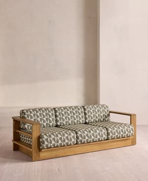 Madeira Outdoor - Three Seater Sofa - Geometric - Green UK - Hover Image