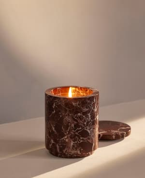 Leather & Oud Candle - Rosso Levanto Marble - 250g - Listing Image