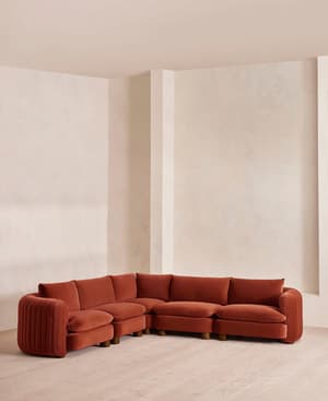 Vivienne Sectional Corner Sofa - Velvet Rust - US - Hover Image