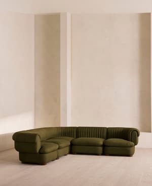 Rava Modular Sofa - Corner Sofa - Linen - Olive - Hover Image