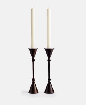 Set of 2 Bruyere Candle Holders Patina Brass Medium - Listing Image