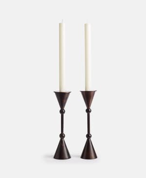 Set of 2 Bruyere Candle Holders Patina Brass Small - Listing Image