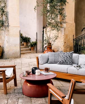 Rina Outdoor Concrete Coffee Table - Maroon - Listing Image