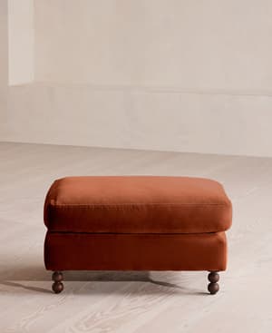 Audrey Rectangle Ottoman - Velvet - Rust - Hover Image