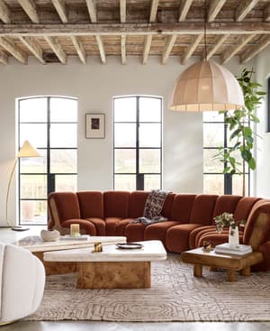 Noelle Sectional Curved Sofa - Six Seater - Velvet Rust - US - Listing Image