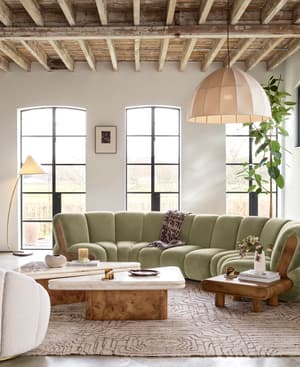 Noelle Sectional Curved Sofa - Six Seater - Velvet Lichen - US - Hover Image