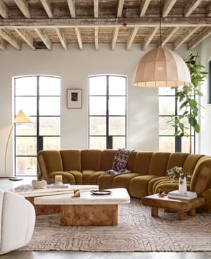 Noelle Sectional Curved Sofa - Six Seater - Velvet Mustard - US - Listing Image
