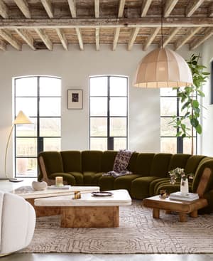 Noelle Sectional Curved Sofa - Six Seater - Velvet Olive - US - Listing Image