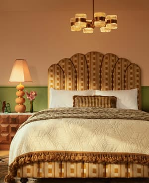 Manette Bed - Double - Woven Dotted Stripe - Ochre - Listing Image