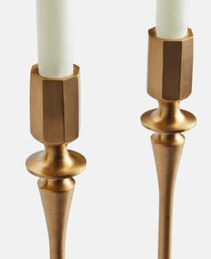 Hansen Candleholders - Brushed Brass - Set of Two - Large - Hover Image