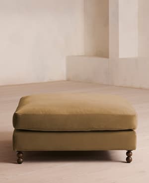 Audrey Square Ottoman - Velvet - Camel - Hover Image