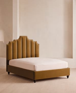 Gerrard Bed - Full - Velvet - Mustard - US - Listing Image