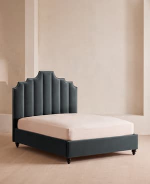 Gerrard Bed - Full - Velvet - Grey Blue - US - Listing Image