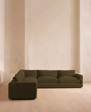 Mossley Corner Sofa - Velvet - Olive  - US - Hover Image