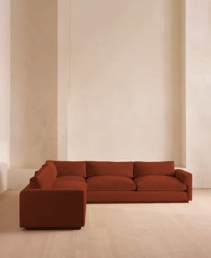 Mossley Corner Sofa - Velvet - Rust  - US - Hover Image