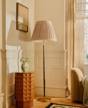 Beckett Leather Floor Lamp - Patterned Shade - US - Listing Image