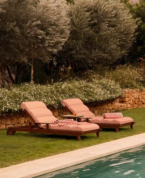 Ardingly Outdoor Chaise Lounger - House Stripe - Red - Listing Image