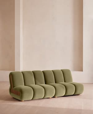 Noelle Sectional Sofa - Four Seater - Velvet - Lichen - US - Hover Image