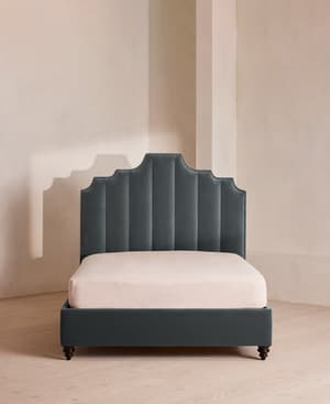 Gerrard Bed - Double - Velvet - Grey Blue - Listing Image