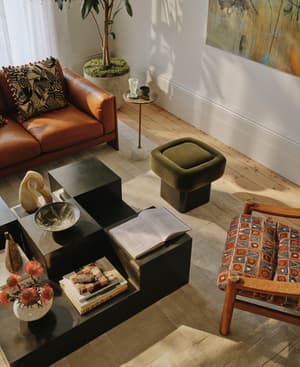Ralph Footstool - Velvet - Olive - Hover Image