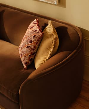 Conall Three Seater Sofa - Velvet - Chocolate - Hover Image