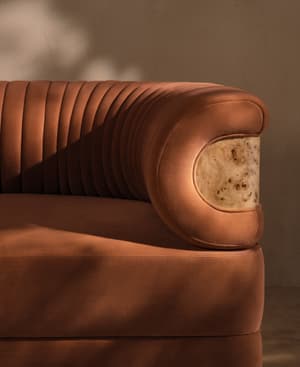 Caleb Modular Four Seater Sofa - Velvet - Rust - Blonde Burl - UK - Hover Image