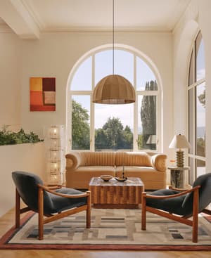 Caleb Modular Three Seater Sofa - Velvet - Camel - Blonde Burl - UK - Hover Image