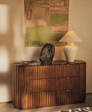 Railton Six Drawer Dresser - Dark Emperador Marble - Listing Image