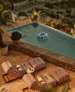 Celia Outdoor Chaise Lounger - Geometric - Maroon - Listing Image