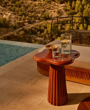 Dayton Outdoor Side Table - Concrete - Maroon - Listing Image