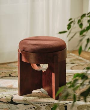 Dalton Burl Footstool - Linen Chenille - Bordeaux - UK - Listing Image