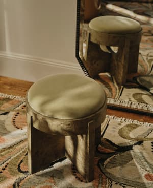 Dalton Burl Footstool - Velvet - Lichen - UK - Listing Image