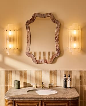 Hollis Wall Mirror - Arabescato Orobico Rosso Marble - Hover Image