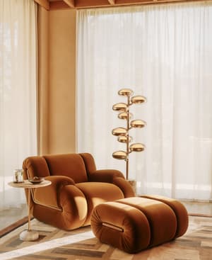 Umbria Armchair - Velvet - Mustard - UK - Hover Image