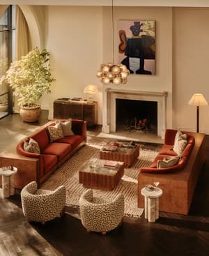 Carter Three Seater Sofa - Velvet - Rust - US - Listing Image
