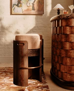 Hollen Barstool - Wool Linen - Almond - US - Listing Image