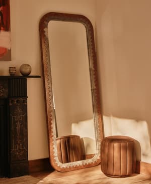 Fiore Floor Mirror - Brazilian Quartzite & Ash Burl - Listing Image