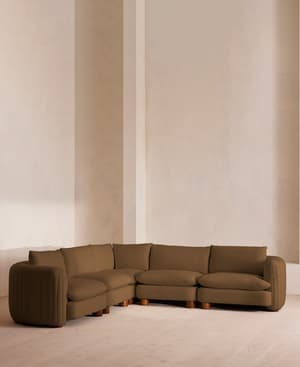 Vivienne Sectional Corner Sofa - Linen - Ochre - US - Hover Image