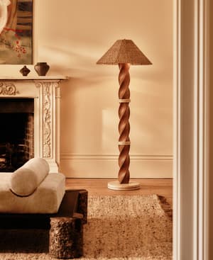 Dario Floor Lamp - Oak & Travertine - US - Listing Image