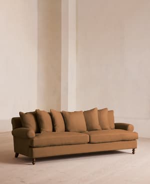 Audrey Four Seater Sofa - Linen - Ochre - Hover Image